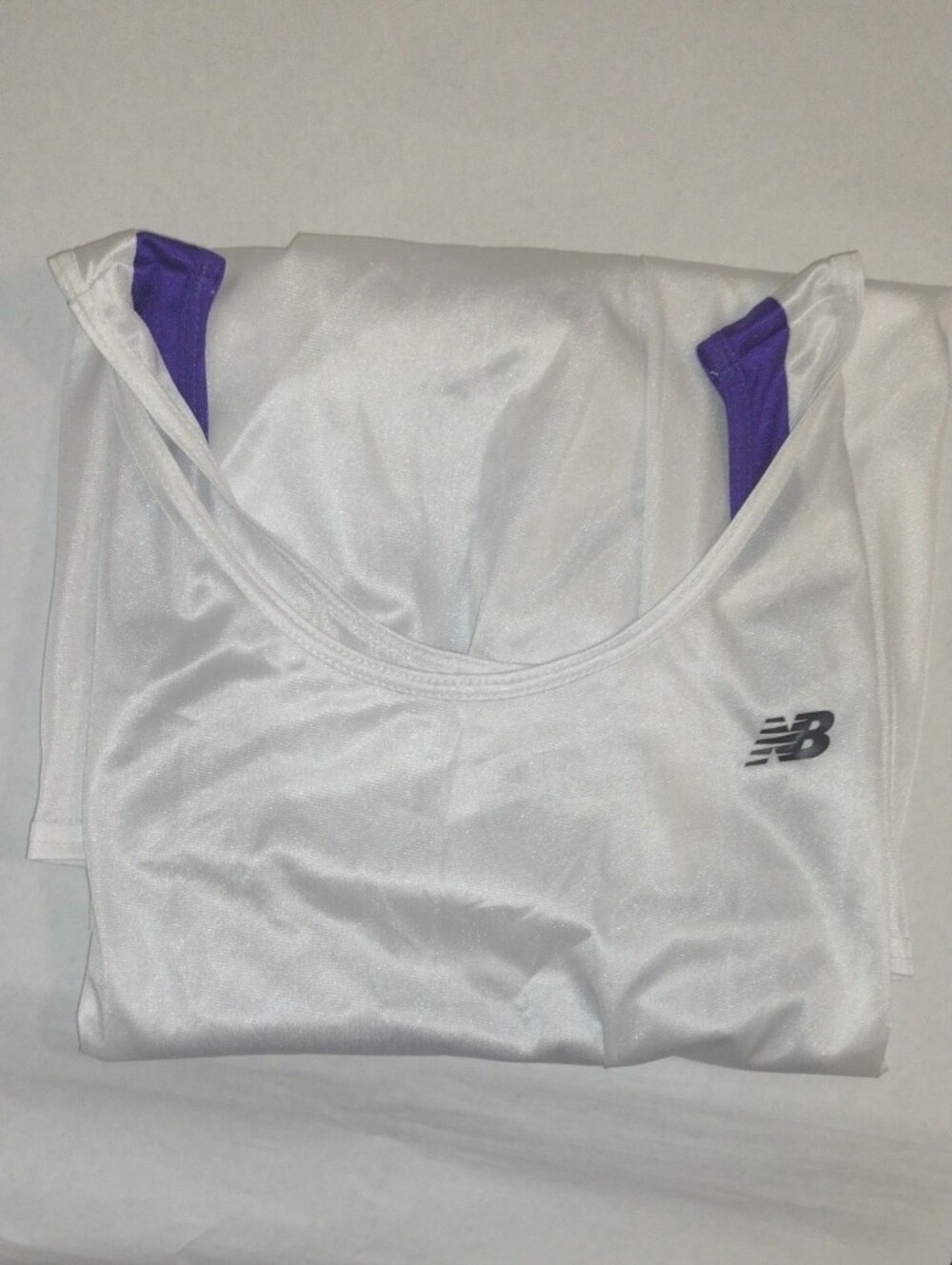 New Balance Men's White and Purple Athletic Tank Top (J1041) - Picture 5 of 5